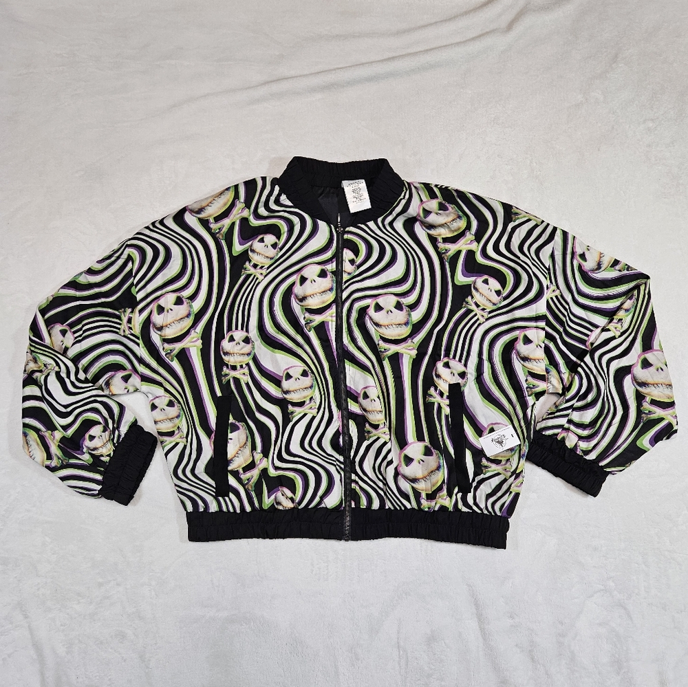 Disney Theme Park NBC Jack Skellington All Over Print Zip Up Jacket Large